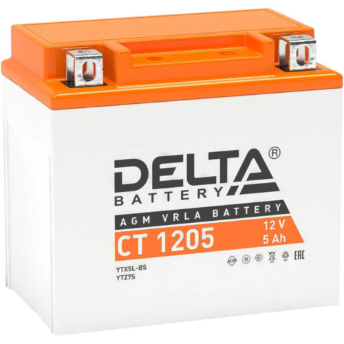 Мото АКБ Delta Battery AGM 5 А/ч обратной полярности 114*70*106 80 А
