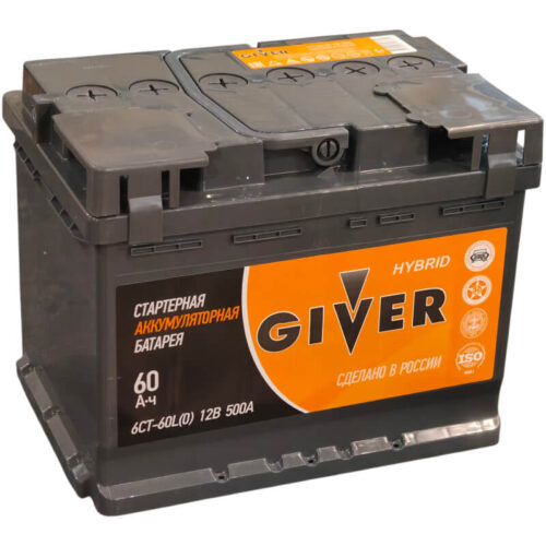 Аккумулятор Giver 60 А/ч 500 А Обратной полярности