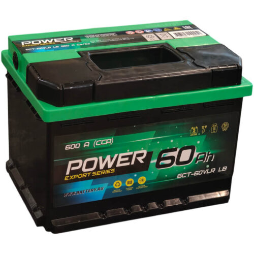 Аккумулятор Power 60 А/ч 600 А обратной полярности (низкий)